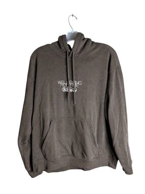 H&M Well Being Routine Graphic Hoodie XL Washed Brown Oversized Loose Fit